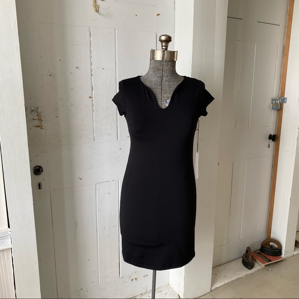 Susana Monaco Black V-Neck Cap Sleeves Dress XS
